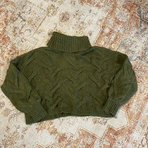 Madewell Somerville Modern Green Chunky Knit Turtleneck Sweater